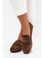 Loafersy Mokasyny Damskie Płaskie Ciemnozielone Roseline