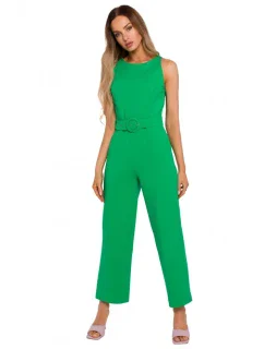 M679 Kombinéza bez rukávov s opaskom a sponou - zelená