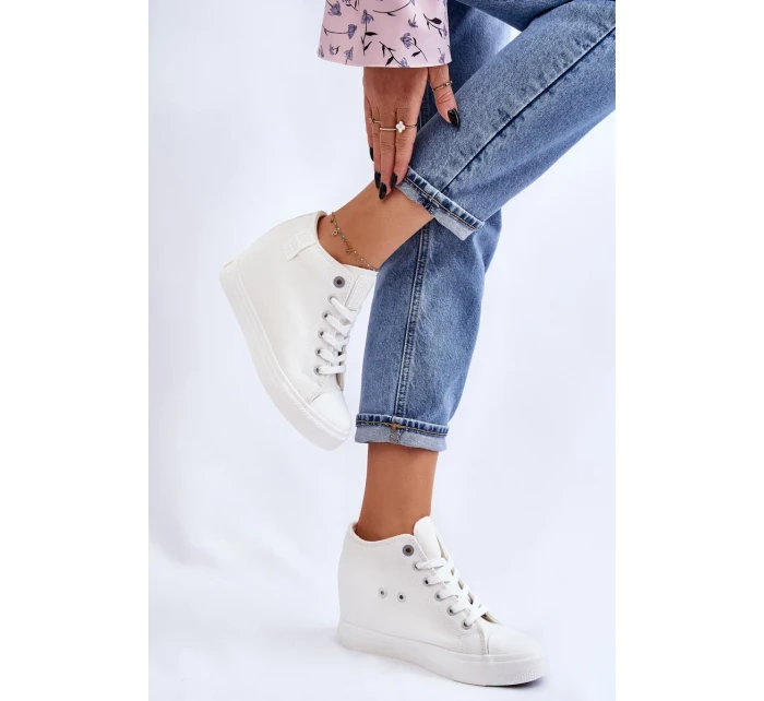 Vysoké tenisky na skrytém klínu Big Star LL274035 Bílé Vysoké tenisky na skrytém klínu Big Star LL274035 Bílé