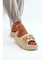 Dámské pěnové pantofle s ozdobami na silné světle béžová model 20455574 - Kesi
