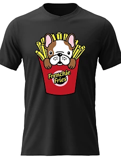 Dámske bavlnené tričko s potlačou - FRENCHIE FRIES - čierna
