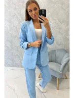 Elegantná súprava saka a nohavíc v modrej farbe