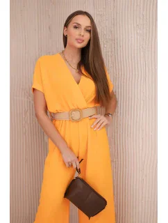 Kombinéza s ozdobným pásom oranžová