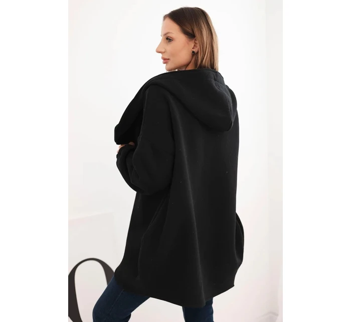 Dámská mikina s kapucí a asymetrickým zipem teplá černá