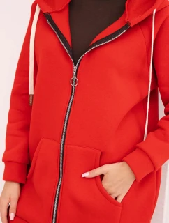 Zateplená dámska mikina so zipsom červená