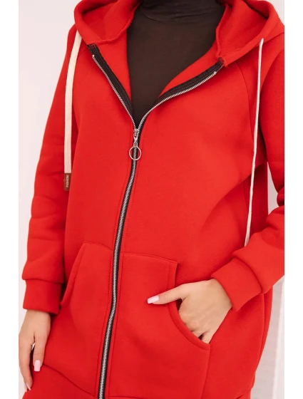 Zateplená dámská mikina s kapucí a zipem červená Zateplená dámská mikina s kapucí a zipem červená