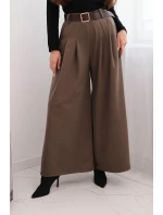 Dámské kalhoty se širokým nohavicí a páskem fango