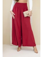 Dámské viskózové kalhoty s elastickým pasem bordové