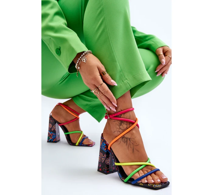 Modne Sandały Na Obcasie Multikolor Josette Modne Sandały Na Obcasie Multikolor Josette