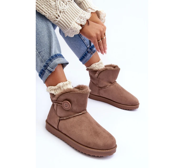 Ocieplane Damskie Śniegowce Z Ozdobą Ciemnobeżowe Siriol