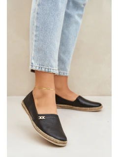 Eleganckie Skórzane Espadryle Damskie Zazoo 10177 Czarne