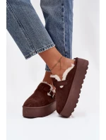 Ženské Sněhule S Kožešinou A Přezkou Na Platformě Čokoládové model 21757740 - Boto
