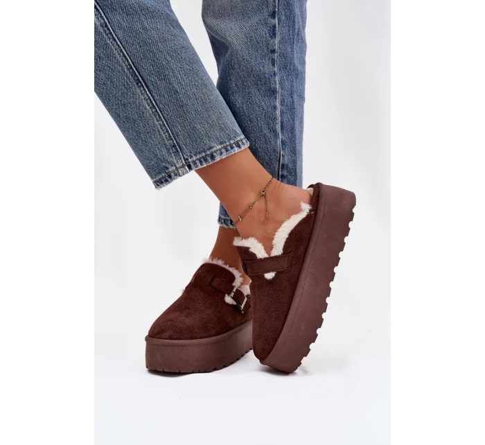 Ženské Sněhule S Kožešinou A Přezkou Na Platformě Čokoládové model 21757740 - Boto