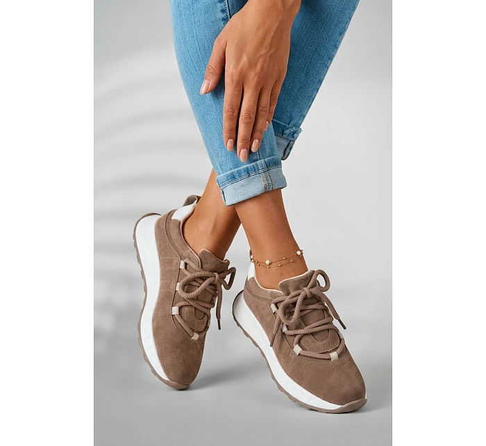 Dámské kožené semišové tenisky Hnědé Bemela