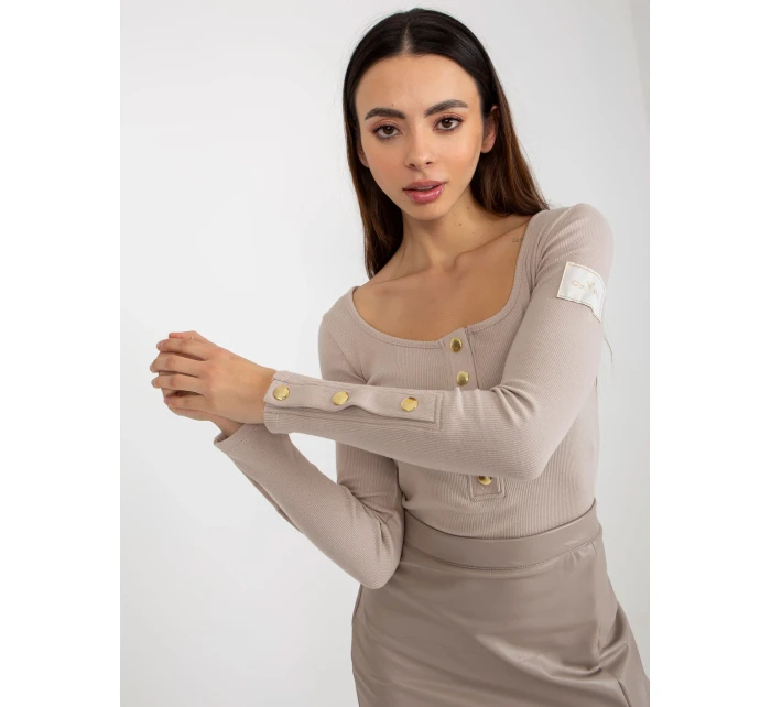 Bluzka TW BZ ciemny bezowy model 19760148 - FPrice Bluzka TW BZ ciemny bezowy model 19760148 - FPrice