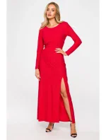 model 18004684 Maxi šaty s dlouhými rukávy červené - Moe