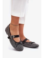 Dámske baleríny s mašľou a pásikom Zdivisa - čierne