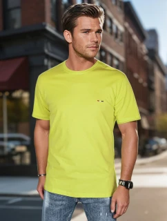 Pánske tričko s výšivkou žlté Dstreet RX5637