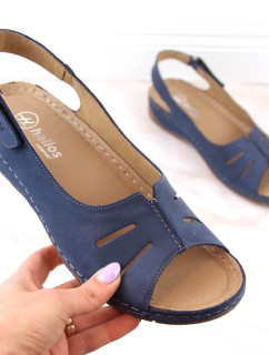 Pohodlné kožené sandále Helios W H117A navy blue