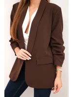 Elegantní sako s klopami hnědé