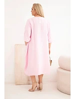 Plus veľkosť dámske viskózové šaty s vreckami a krátkymi rukávmi Candy Pink Plus veľkosť dámske viskózové šaty s vreckami a krátkymi rukávmi Candy Pink