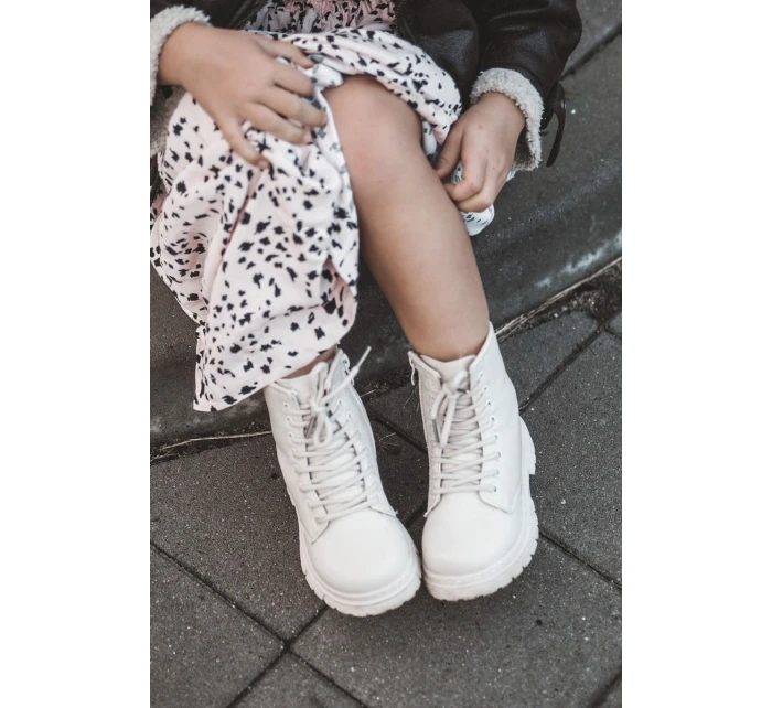 Dziecięce Botki Skórzane Z Suwakiem Beżowe Omua