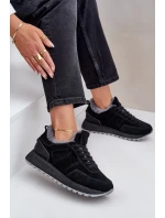 Semišové dámske tenisky s kožušinou a lesklým prvkom Big Star OO274580 Hi-Poly System black Semišové dámske tenisky s kožušinou a lesklým prvkom Big Star OO274580 Hi-Poly System black