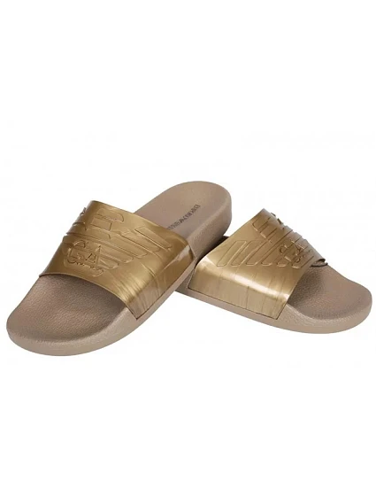 Pantofle model 7456203 zlatá - Emporio Armani