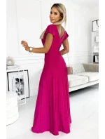 411-5 CRYSTAL trblietavé dlhé šaty s výstrihom - FUSSION 411-5 CRYSTAL trblietavé dlhé šaty s výstrihom - FUSSION