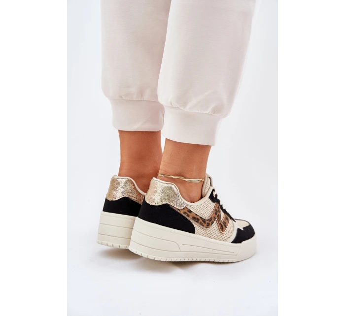 Buty Sportowe Damskie Na Platformie Panterka Czarne Lorori