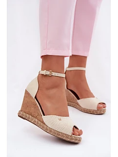 Dámské sandály na platformě s pleteným model 22094844 světle béžové - Wrangler
