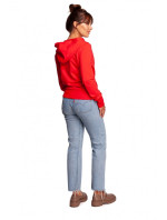 B246 Zavinovací sveter s kapucňou - červený
