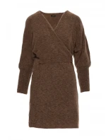 model 21484554 Zavinovací svetrové šaty s vázáním karamelové - Moe