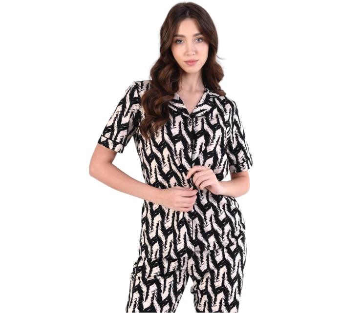 Dámske pyžamo 180/155 čiernobéžové - Karol Dámske pyžamo 180/155 čiernobéžové - Karol