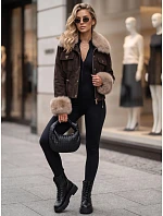 Dámska zimná bunda s kožušinou, hnedá, FashionStreet TY5704