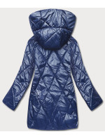 Modrá dámska bunda s ozdobnou kapucňou (B8126-72)