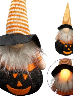 DEKORATÍVNA FIGÚRKA NA TEKVICI 35CM LED HALLOWEEN ČIERNA
