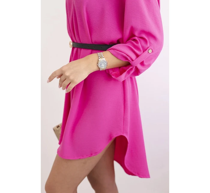 Šaty s delšími zády a pásem růžový Šaty s delšími zády a pásem růžový