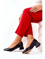 Skórzane Lakierowane Czółenka Lewski 3118 Czarne