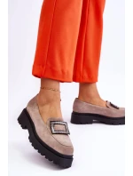 Wygodne Zamszowe Mokasyny Beżowe Agathe Wygodne Zamszowe Mokasyny Beżowe Agathe