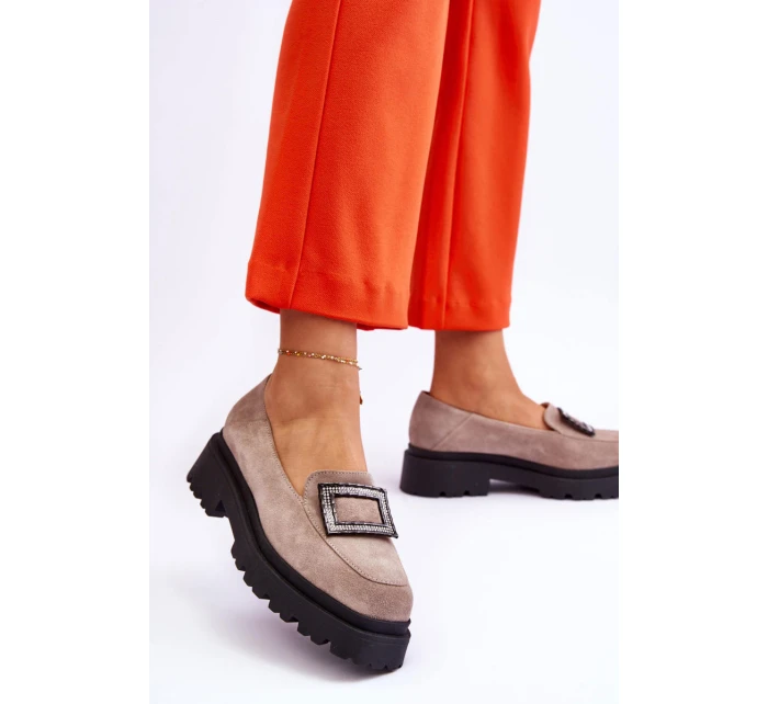 Wygodne Zamszowe Mokasyny Beżowe Agathe Wygodne Zamszowe Mokasyny Beżowe Agathe