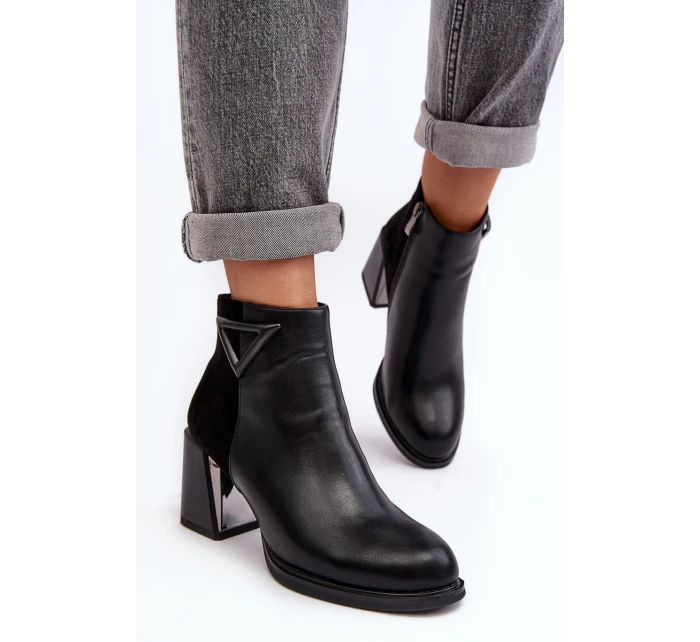 Lakované Boty Na Podpatku Zateplené Černé model 21671864 - S.Barski