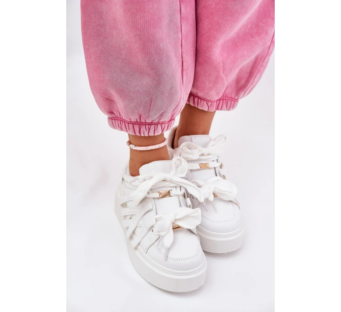 Eko Kožené Tenisky Na Platformě Bílé model 21687580 - Boto