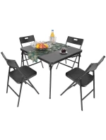 Stôl na stolovanie KOMPAKTNÝ STÔL 86,5x86,5x71 cm a 4 sedadlá ČIERNA