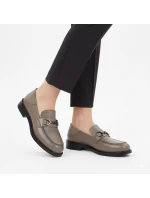 Dámské kožené polobotky mokasíny béžové model 22015081 - VINCEZA Dámské kožené polobotky mokasíny béžové model 22015081 - VINCEZA