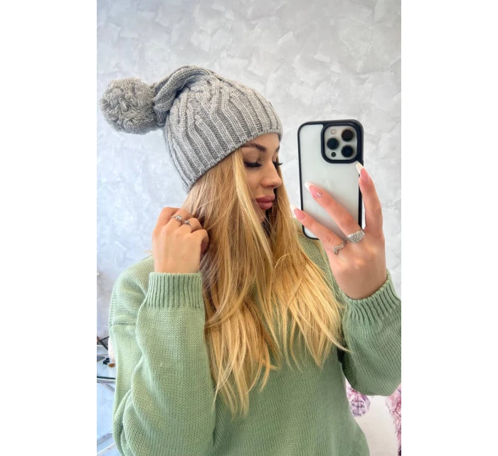 Fleecová čepice Paulina model 18750179 šedá - K-Fashion Fleecová čepice Paulina model 18750179 šedá - K-Fashion