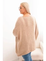 Dámske Plus veľkosť 3/4 rukáv akryl sveter Camel