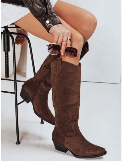Dámské semišové hnědé kovbojské boty Dstreet model 21995226 - FashionStreet