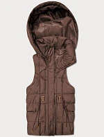 Dámska péřová vesta s kapucňou Goodlookin v čokoládovej farbe (B8600/B6106-14)