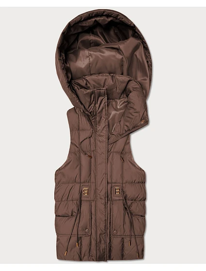 Dámska péřová vesta s kapucňou Goodlookin v čokoládovej farbe (B8600/B6106-14) Dámska péřová vesta s kapucňou Goodlookin v čokoládovej farbe (B8600/B6106-14)